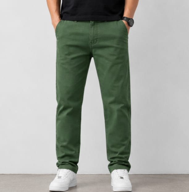 Premium Cotton Pants – Olive Green