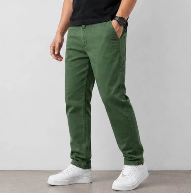 Premium Cotton Pants – Olive Green